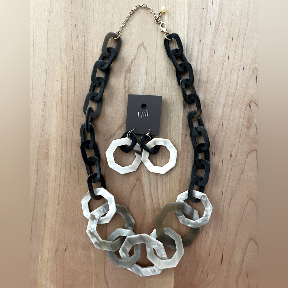 J.Jill horn necklace and earrings set.